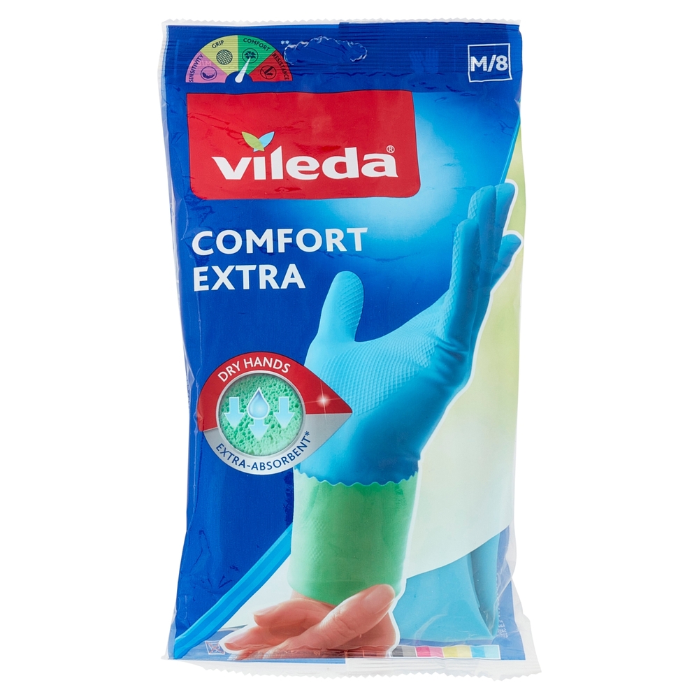 Vileda guanti casalinghi Comfort Extra in lattice, massima protezione e resistenza, taglia M